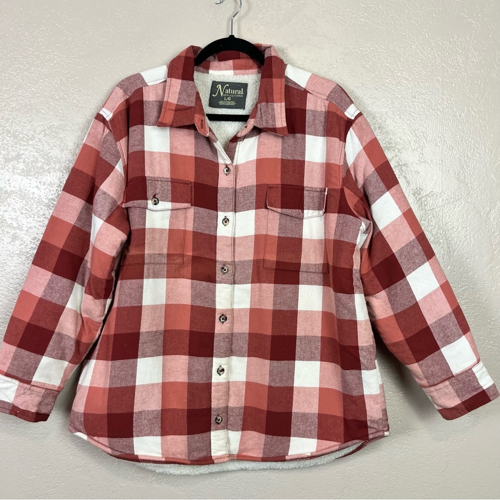 Natural Reflection Long Sleeve Paded ‎ Flannel  Burgundy Jacket Size Large